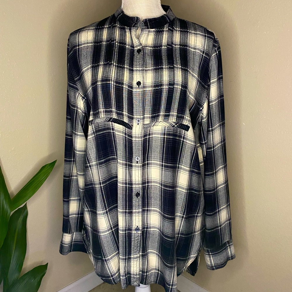 Ralph Lauren black and white plaid tunic shirt